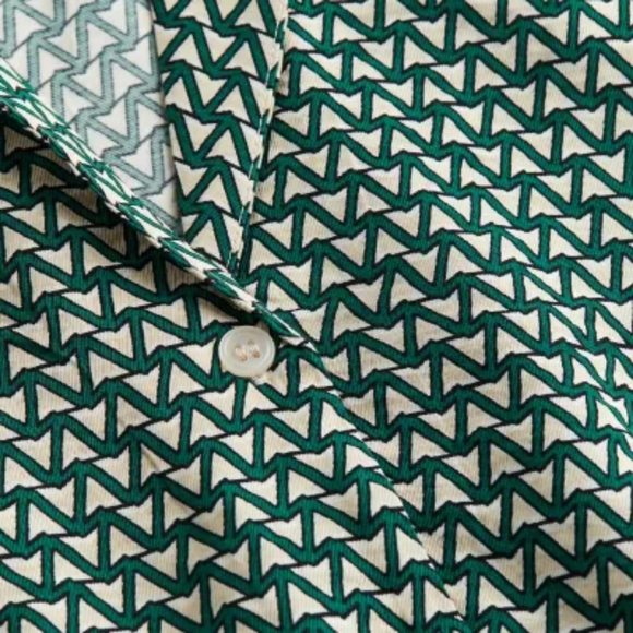 Set Oversized Resort Shirt & Pants Green Zigzag Dark Green Patterned… - Picture 4 of 16